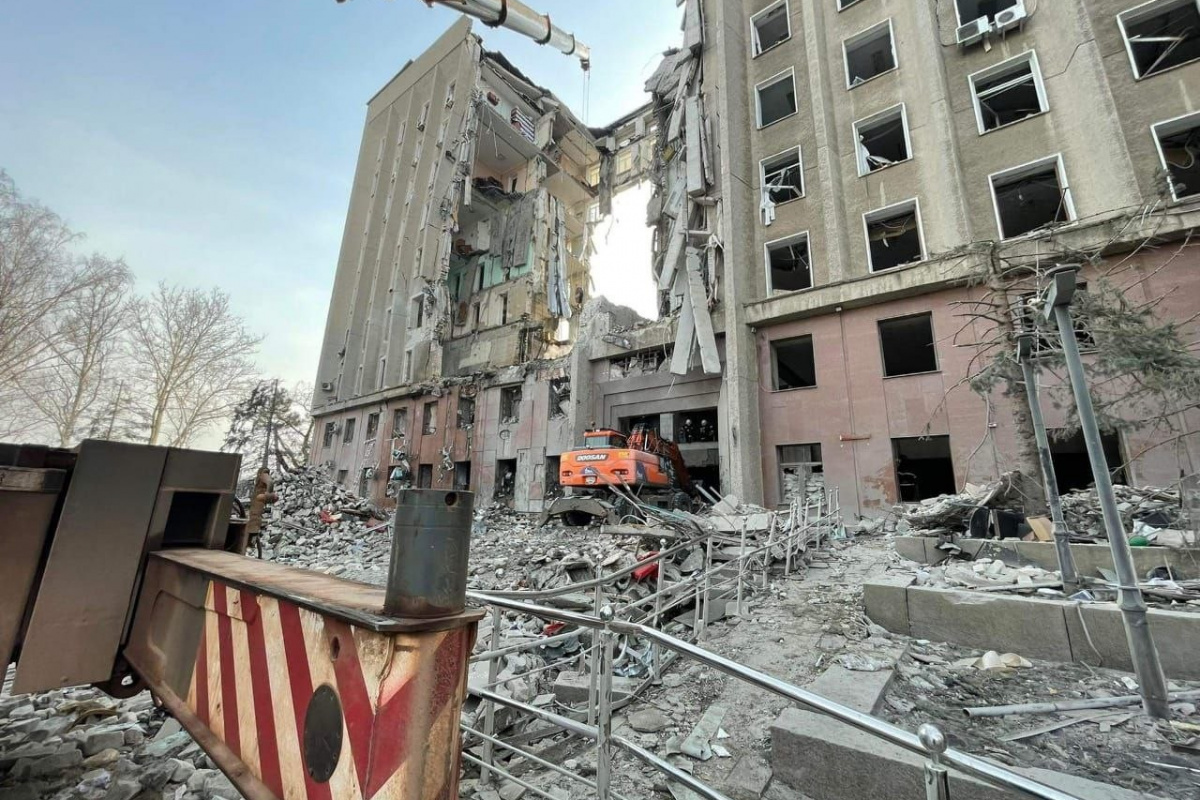 Ukrayna’ya bağlı Mikolayiv'de Rus ordusunun 29 Mart'ta vurduğu valilik binasındaki