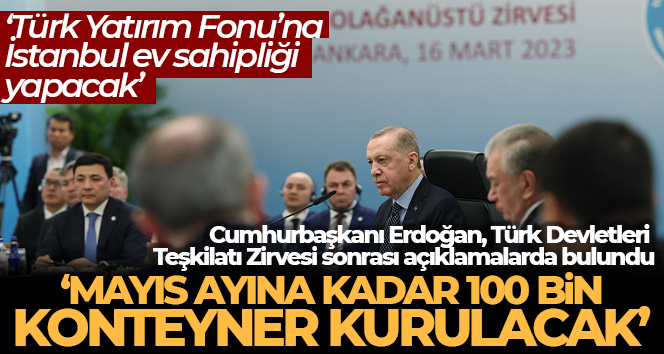 Cumhurbaşkanı Erdoğan: ‘Türk Yatırım Fonu’nun, ekonomik bütünleşmeye katkı sağlayacağına inanıyorum’ Cumhurbaşkanı Recep Tayyip Erdoğan, “Türk Yatırım Fonu’nun Türk dünyasında eşit