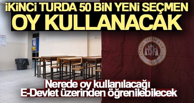 İkinci turda 50 bin yeni seçmen oy kullanacak Cumhurbaşkanlığı seçiminin yapılacağı ikinci turda 50 bin yeni seçmen oy