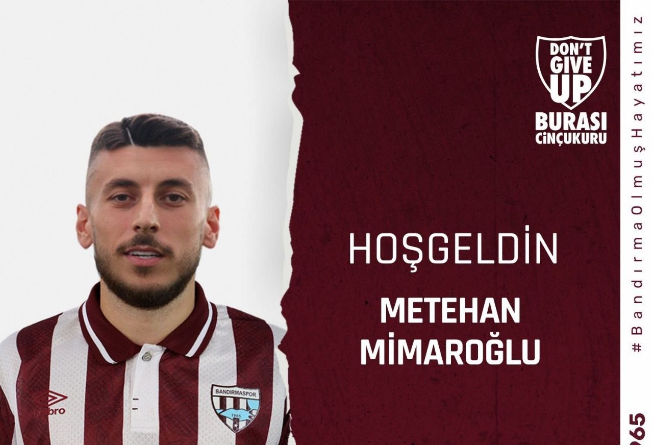 Bandırmaspor, Metehan Mimaroğlu ile 1 yıllık kiralık sözleşmesi imzaladı 1. Lig ekiplerinden Bandırmaspor, sol kanat oyuncusu Metehan Mimaroğlu 1