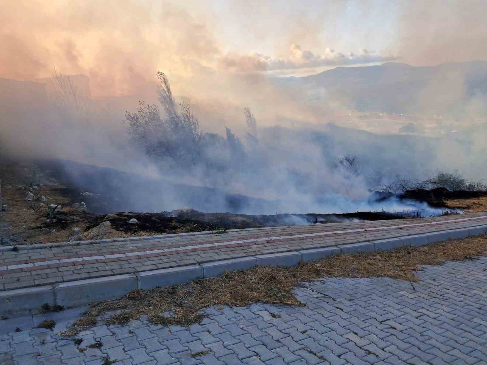 Balıkesir’in Bandırma ilçesinde otluk alanda çıkan yangın evleri tehdit ediyor.