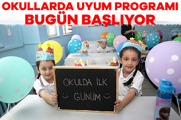 Okula uyum programı bugün başlıyor Okul öncesi, ilkokul 1’inci ve lise 9’uncu sınıf öğrencilerinin okula