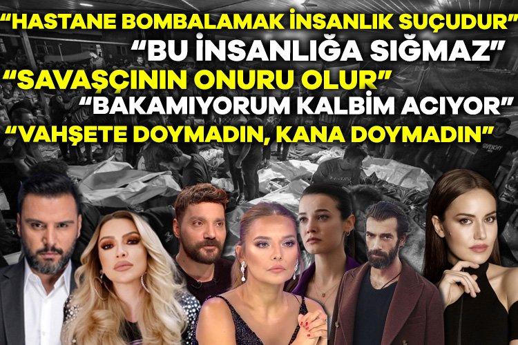 Türkiye’de ünlü isimlerden de İsrail’e tepki yağdı Gazze’de el-Ehli Baptist Hastanesi’ne düzenlenen saldırı, dünyada yankı uyandırırken ünlü