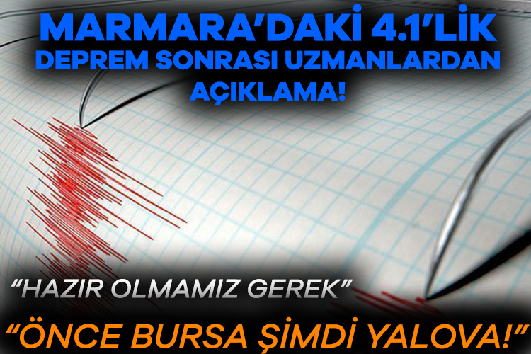 Marmara Denizi Yalova Çınarcık açıklarında saat 23.53’te 4.1 büyüklüğünde bir