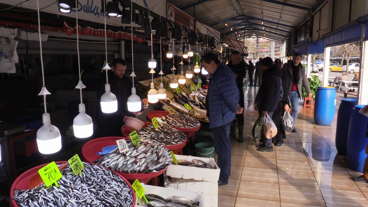 Bandırma’daki balık halinde hamsi ve istavrit bolluğu Balıkesir’in Bandırma ilçesinde, Balıkesir Büyükşehir Belediyesi Bandırma Su Ürünleri Hali`nde,