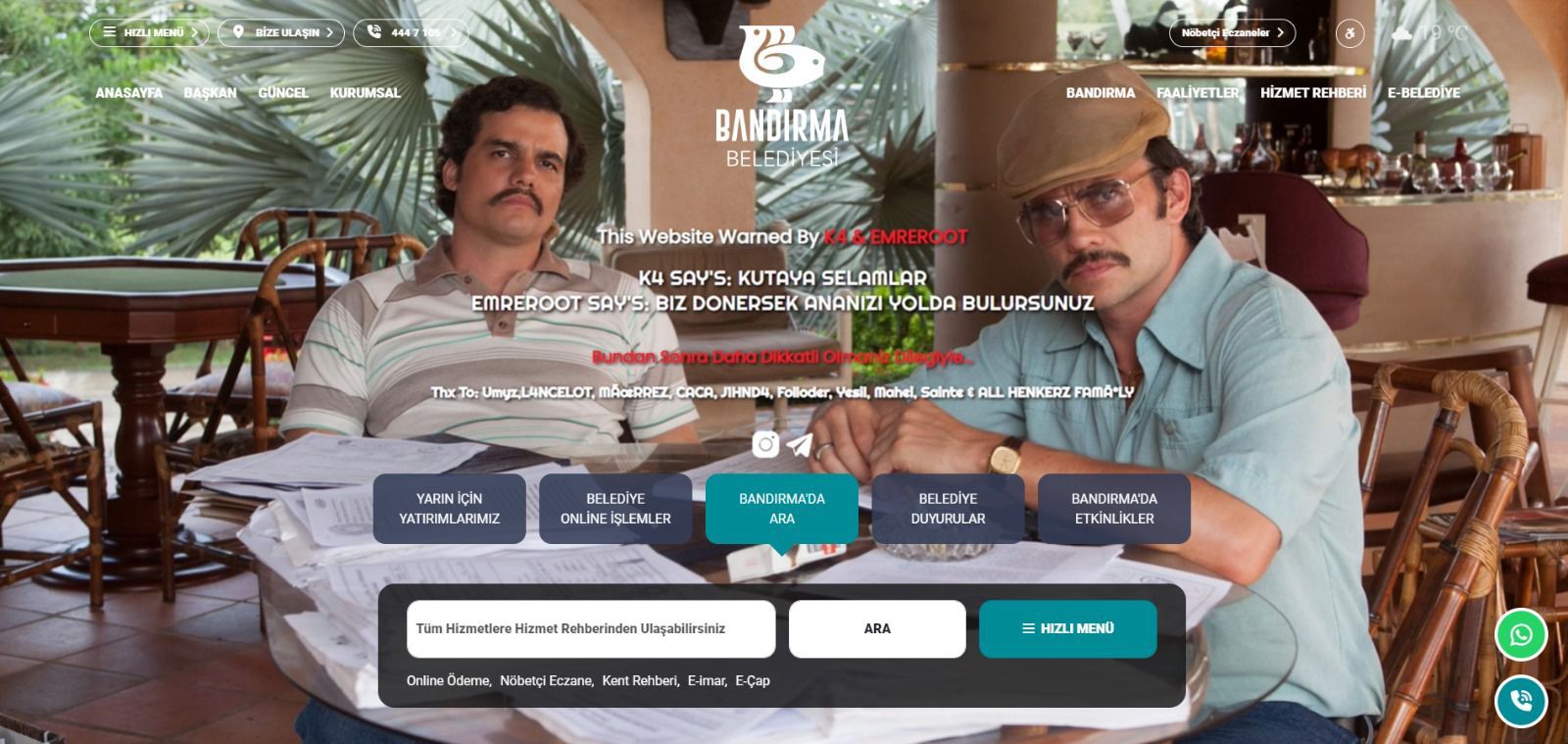 BANDIRMA BELEDİYESİ’NE SİBER SALDIRI Bandırma Belediyesi’ne ait resmi internet sitesi, internet korsanları tarafından hacklendi.