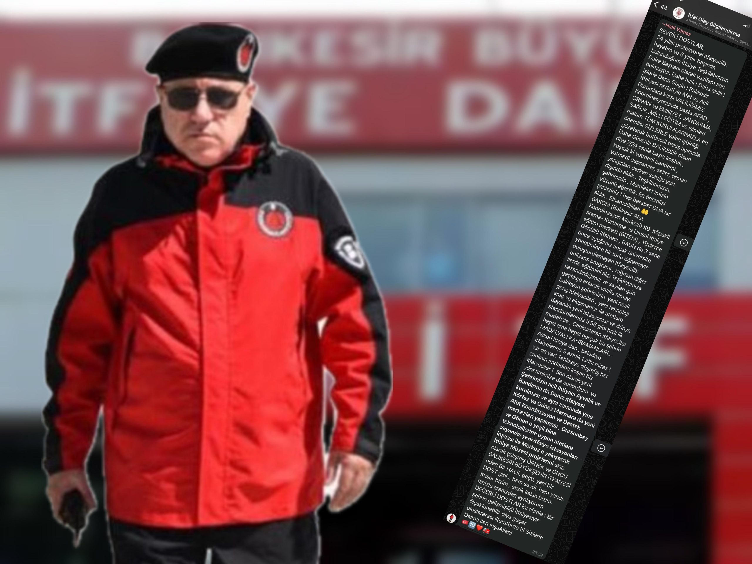 Görevden alınan Balıkesir Büyükşehir Belediyesi İtfaiye Daire Başkanı Halil Yılmaz,