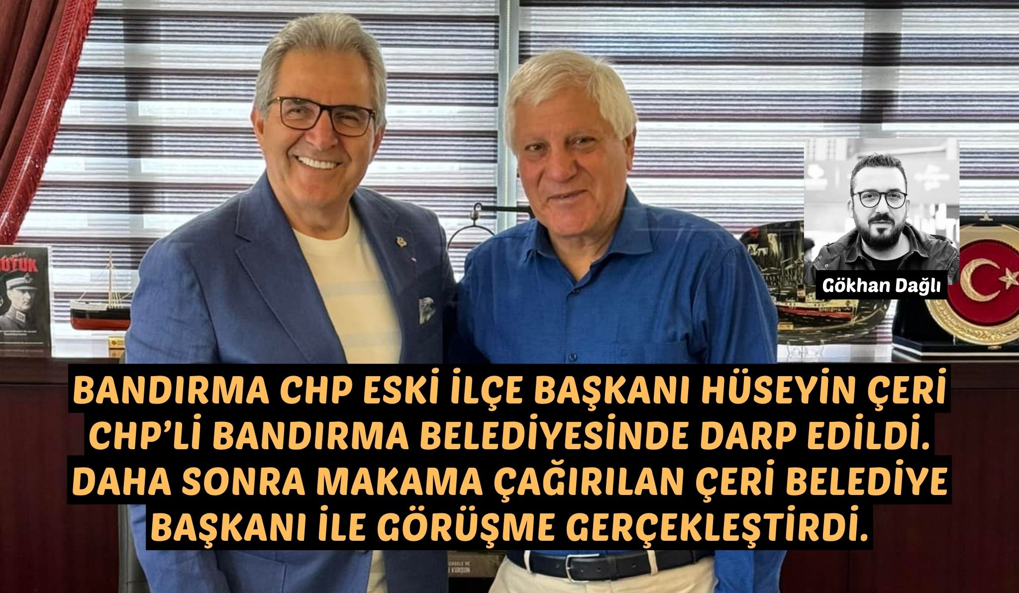 Bandırma CHP Eski İlçe Başkanı, CHP’li Bandırma Belediyesi’nde darp edildi Bandırma Belediye Başkanı Dursun Mirza’yı ziyaret etmek isteyen eski CHP