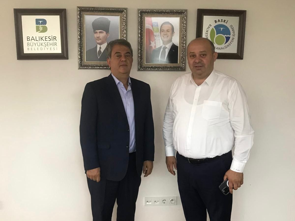 Gönen Belediye Başkanı İbrahim Palaz, BASKİ Genel Müdürü Erdoğan Öztürk’e