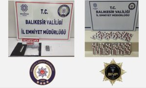 Balıkesir’in Bandırma ve Edremit ilçelerinde uyuşturucuyla mücadele çalışmaları kapsamında, uyuşturucu