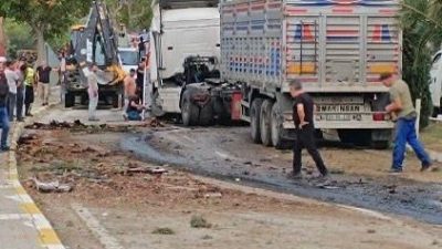 Balıkesir'in Erdek ilçesinde meydana gelen trafik kazasında muhtemel bir faciadan