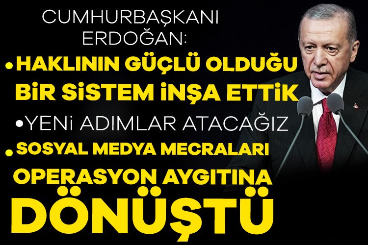 Cumhurbaşkanı Erdoğan: Sosyal medya mecraları operasyon aygıtına dönüştü Cumhurbaşkanı Recep Tayyip Erdoğan, sosyal medya mecralarının giderek büyük bir
