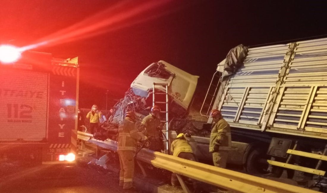 Balıkesir'in Bandırma ilçesinde, Erdek istikametine gitmekte olan kamyon kavşakta yoldan
