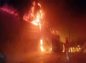 Bandırma yolu üzerinde bulunan bir yem fabrikasında sabaha karşı çıkan