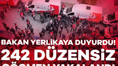 İstanbul, Esenyurt ilçesinde düzenlenen "KALKAN-29" operasyonunda 242 düzensiz göçmen yakalandı.