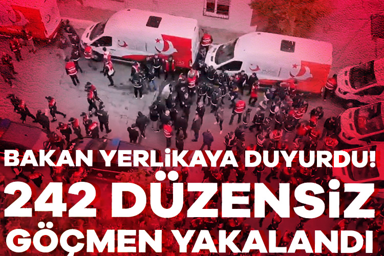 İstanbul, Esenyurt ilçesinde düzenlenen "KALKAN-29" operasyonunda 242 düzensiz göçmen yakalandı.