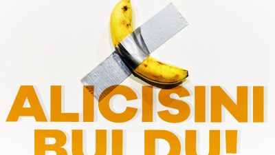 İtalyan sanatçı Maurizio Cattelan'ın "Comedian" adlı eseri, New York'taki Sotheby's