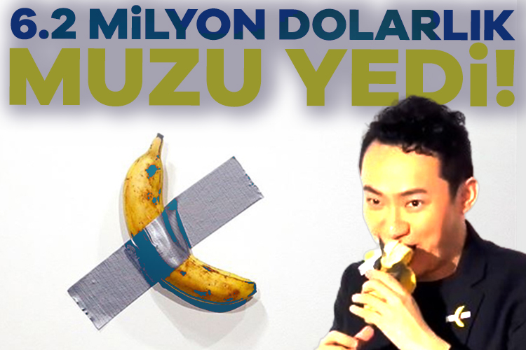 İtalyan heykel sanatçısı Maurizio Cattelan'ın "Komedi" adını verdiği, duvara bantla