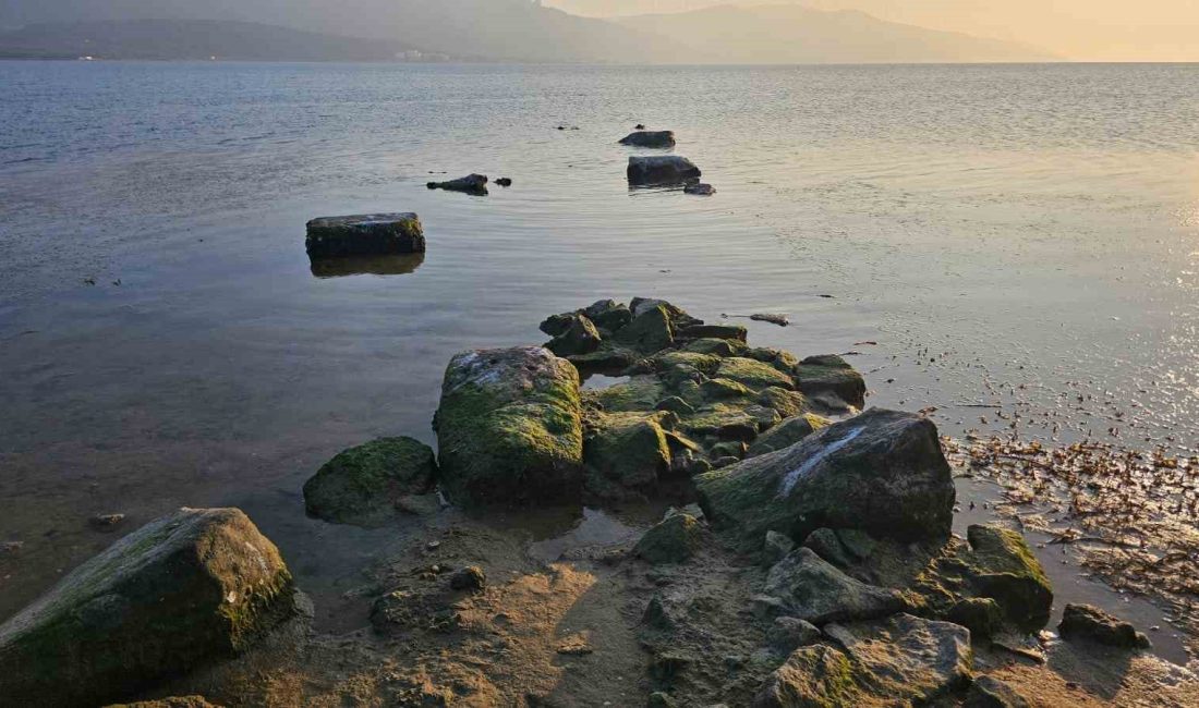 Balıkesir’in Erdek ilçesi Düzler mevkisinde deniz suyunun çekilmesiyle binlerce yıllık