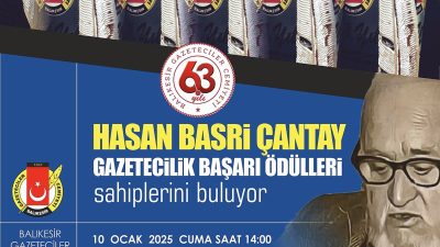 BALIKESİR Gazeteciler Cemiyeti (BGC) Hasan Basri Çantay Gazetecilik Ödülleri sahiplerini