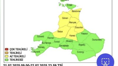 Balıkesir’in kuzeyinde yer alan ilçelerde kuvvetli kar yağışı bekleniyor.