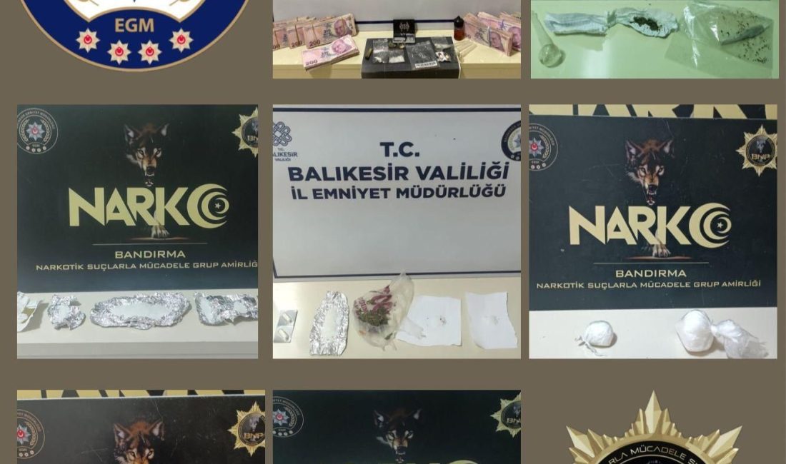 Balıkesir polisi uyuşturucu tacirlerine göz açtırmıyor: 10 gözaltı Balıkesir’in Bandırma ilçesinde, Narkotik Suçlarla Mücadele ekiplerince uyuşturucu madde ticareti