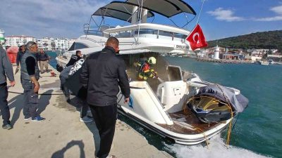 Balıkesir’in Ayvalık ilçesinde, Setur Marina’da demirli özel bir teknede çıkan