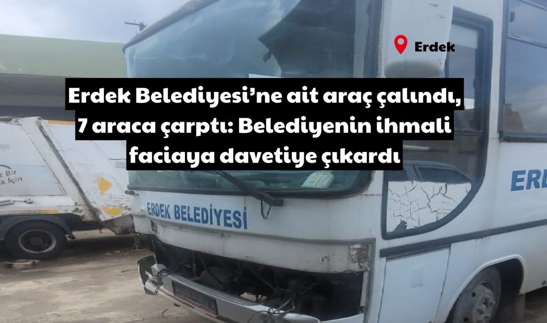 Balıkesir’in Erdek ilçesinde belediyeye ait personel aracı, iddiaya göre kontak
