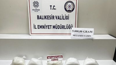 Balıkesir İl Emniyet Müdürlüğü ekiplerince gerçekleştirilen uyuşturucu operasyonunda 5 kilogram