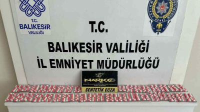 Balıkesir’de polis ekiplerince yapılan operasyonda bin 666 adet sentetik ecza