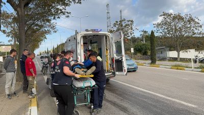 Balıkesir’in Erdek ilçesinde traktörden dökülen yağ nedeniyle meydana gelen motosiklet