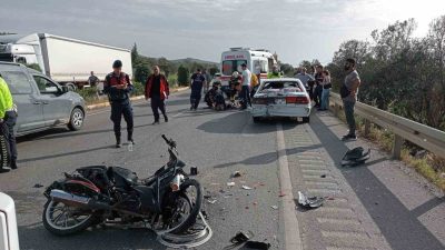 Balıkesir’in Burhaniye ilçesinde motosiklet ile otomobilin çarpıştığı kazada 2 kişi