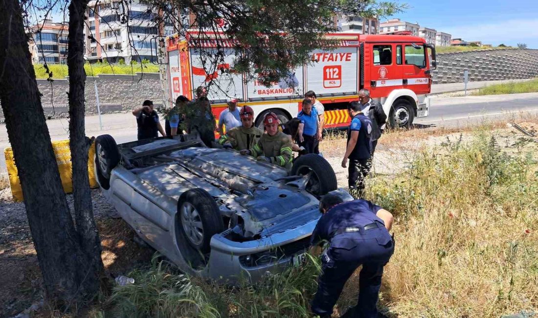 Balıkesir’in Altıeylül ilçesinde meydana gelen tek taraflı trafik kazasında takla