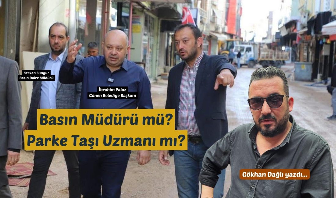 Basın Müdürü mü? Parke Taşı Uzmanı mı? Gönen Şehir Parkı’nda parke taşı döşeme çalışmaları devam ediyor. Belediye