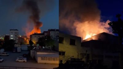 Balıkesir'de akşam saatlerinde hurda ve lastikçilerin bulunduğu mevkideki bir iş