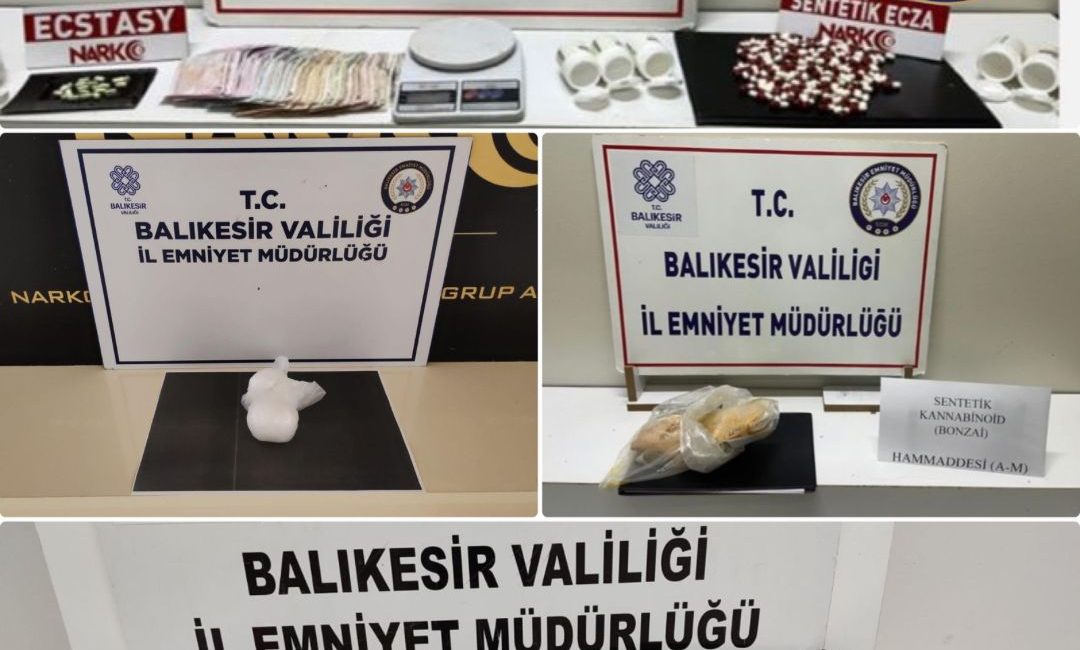 Balıkesir genelinde yapılan operasyonlarda çeşitli uyuşturucu maddeler ele geçirildi

