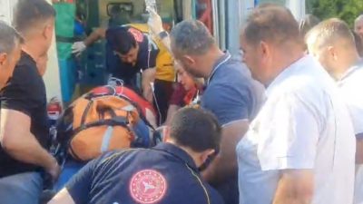 Balıkesir’de bir kişi, asma dallarını temizlerken üzeri sac ile kapatılan