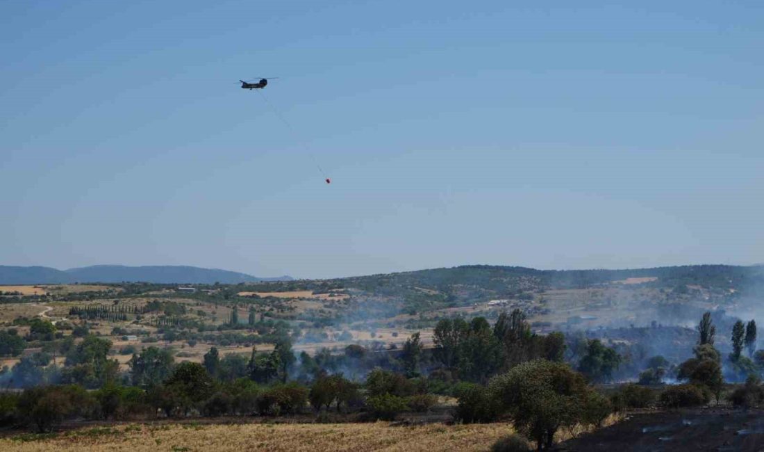 Balıkesir Pamukçu’da arazi yangınına müdahale ediliyor Balıkesir’in Pamukçu Mahallesi’nde tarım arazisinde çıkan yangına havadan ve karadan