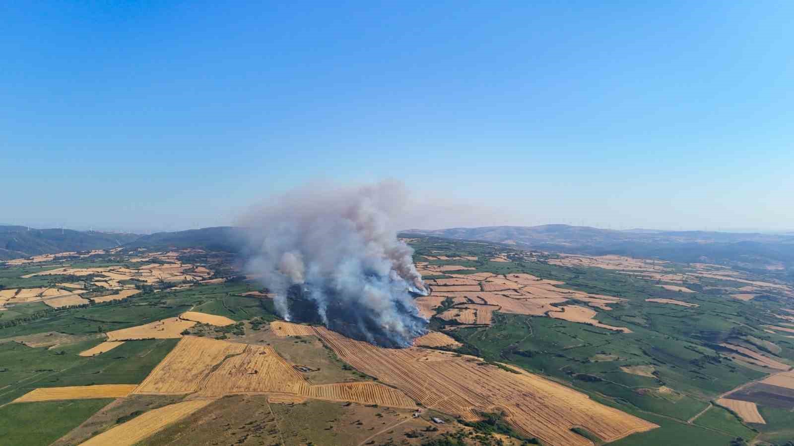 İzmir otoyolunun yanı başındaki yangına 3 helikopter müdahale etti Balıkesir’in Susurluk ilçesinde rüzgarın etkisiyle büyüyen yangında yüzlerce dönüm tarım