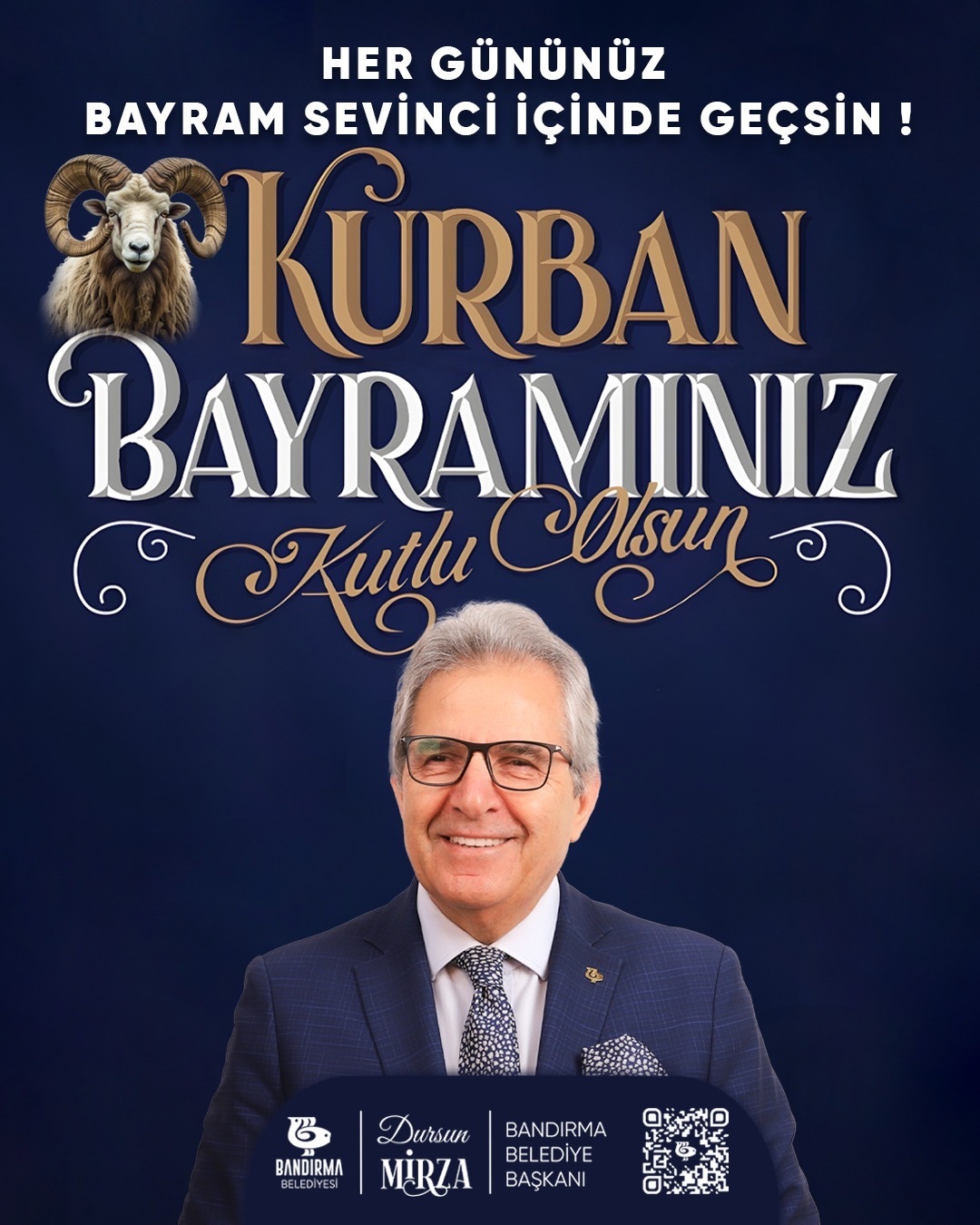 Bandırma Belediye Başkanı Dursun Mirza, yayımladığı mesajla tüm vatandaşların Kurban