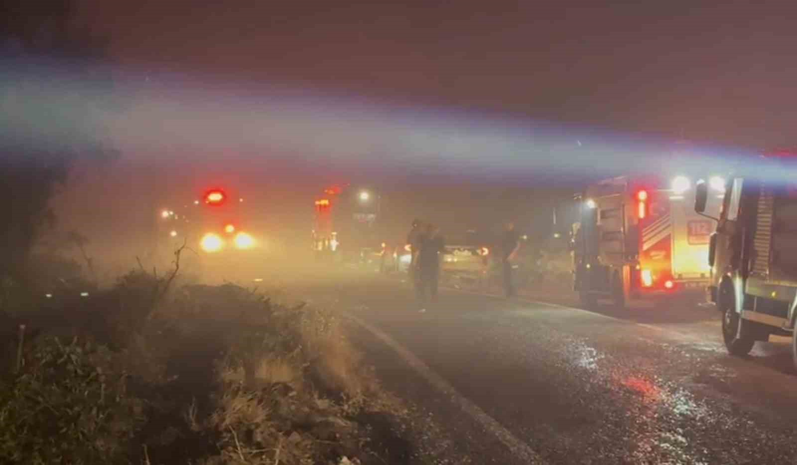 Balıkesir’in Altıeylül ilçesinde çıkan ve rüzgarın etkisiyle büyüyen yangında Bahadır