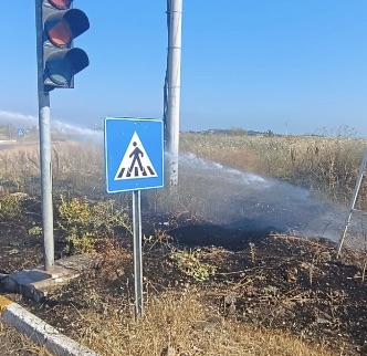 Gönen’de çıkan ot yangını kontrol altına alındı Balıkesir’in Gönen ilçesinde hastane kavşağı mevkiinde çıkan ot yangını, itfaiye