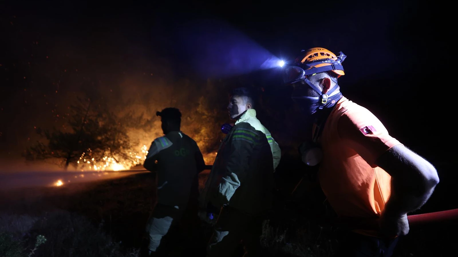 Bursa'nın Orhaneli ilçesinde çıkan orman yangınına müdahale eden itfaiye eri