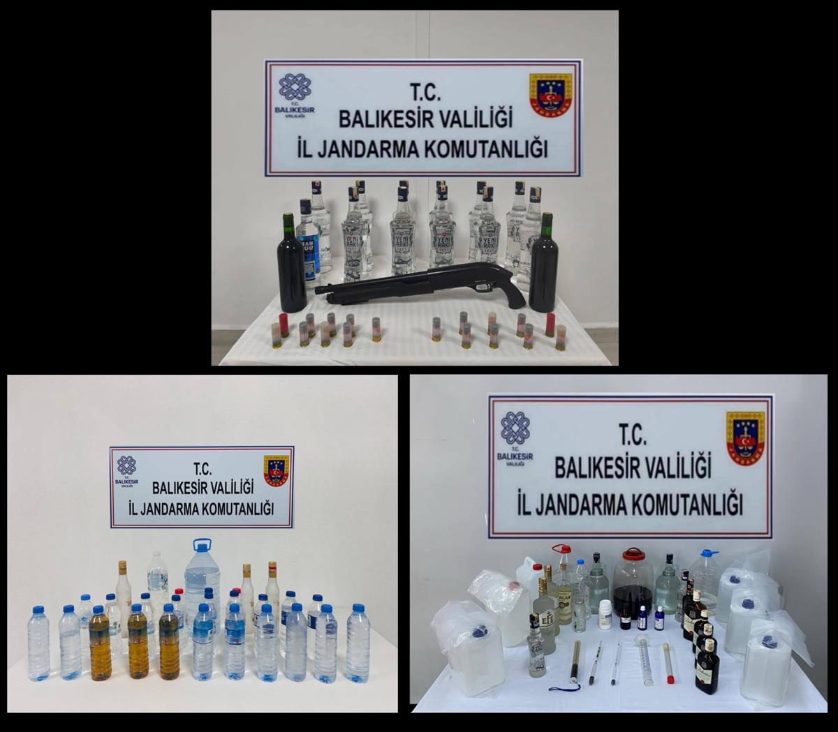 İl genelinde düzenlenen uygulamada sahte içkiler, etil alkol ve silah