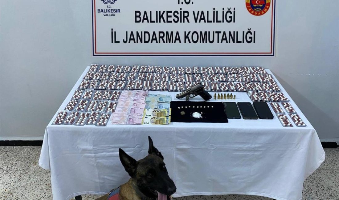 Balıkesir İl Jandarma Komutanlığı ekiplerince Edremit’te düzenlenen operasyonda uyuşturucu hap,