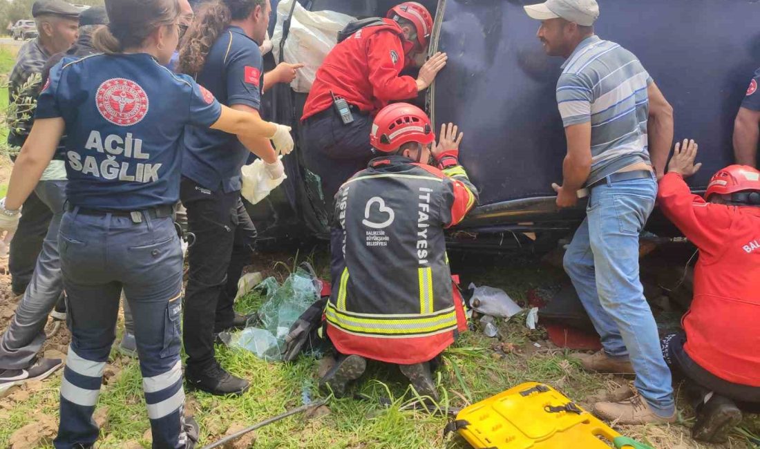 Balıkesir’in Havran ilçesinde meydana gelen sıkışmalı trafik kazasında sürücü yaralı