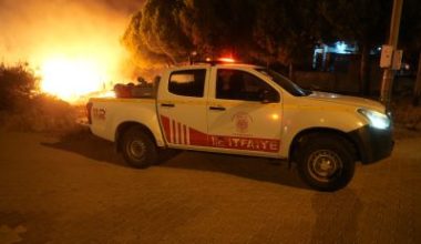 Balıkesir’in Gömeç ilçesi Karaağaç Mahallesi’nde gece saatlerinde otluk alanda çıkan