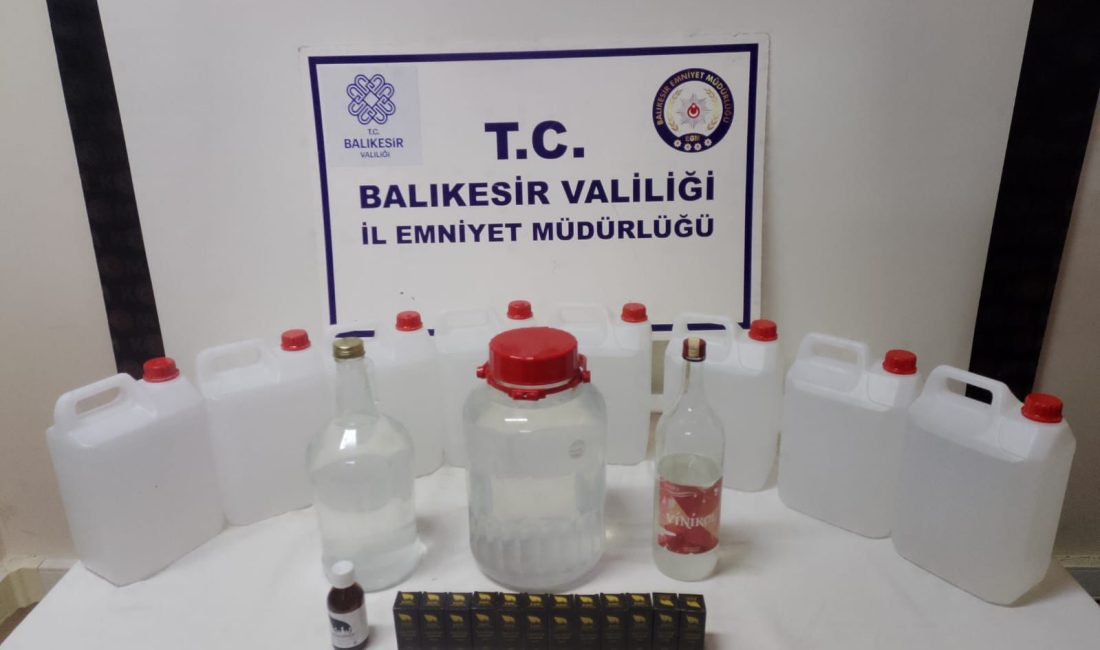 Balıkesir’in Edremit ilçesinde bir ikamette yapılan aramada 40 litre etil