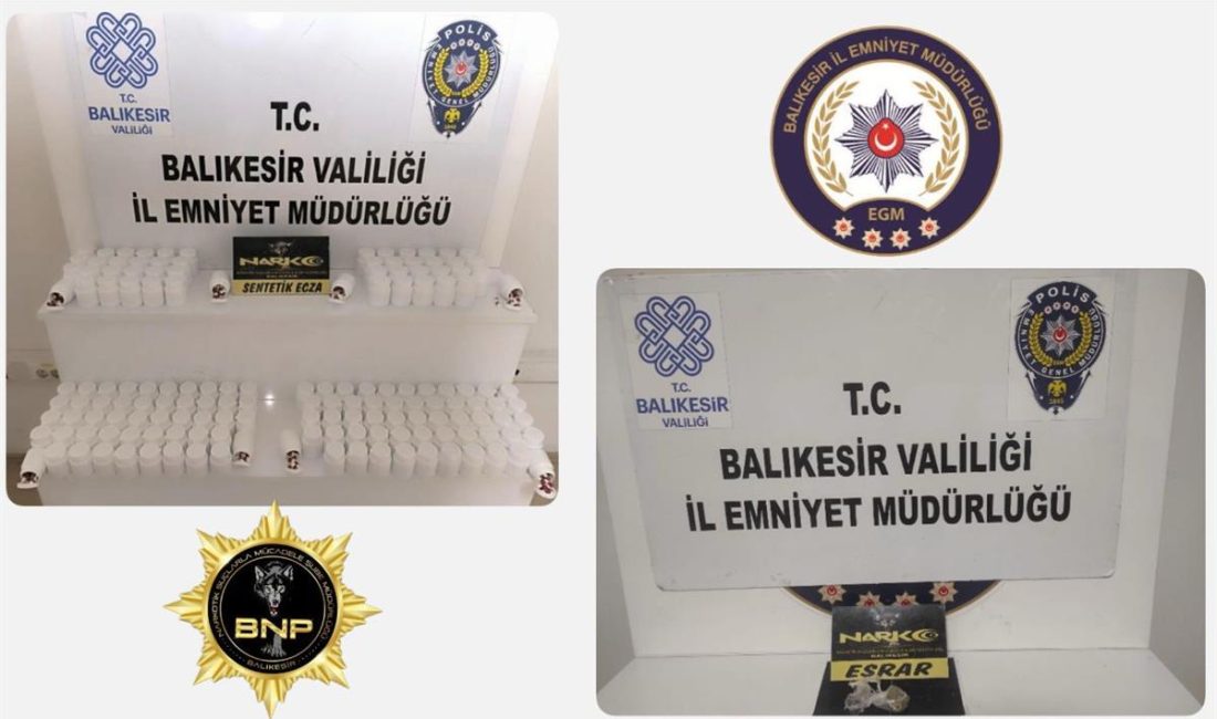 Balıkesir'de düzenlenen uyuşturucu operasyonunda 8 bin 70 adet sentetik ecza