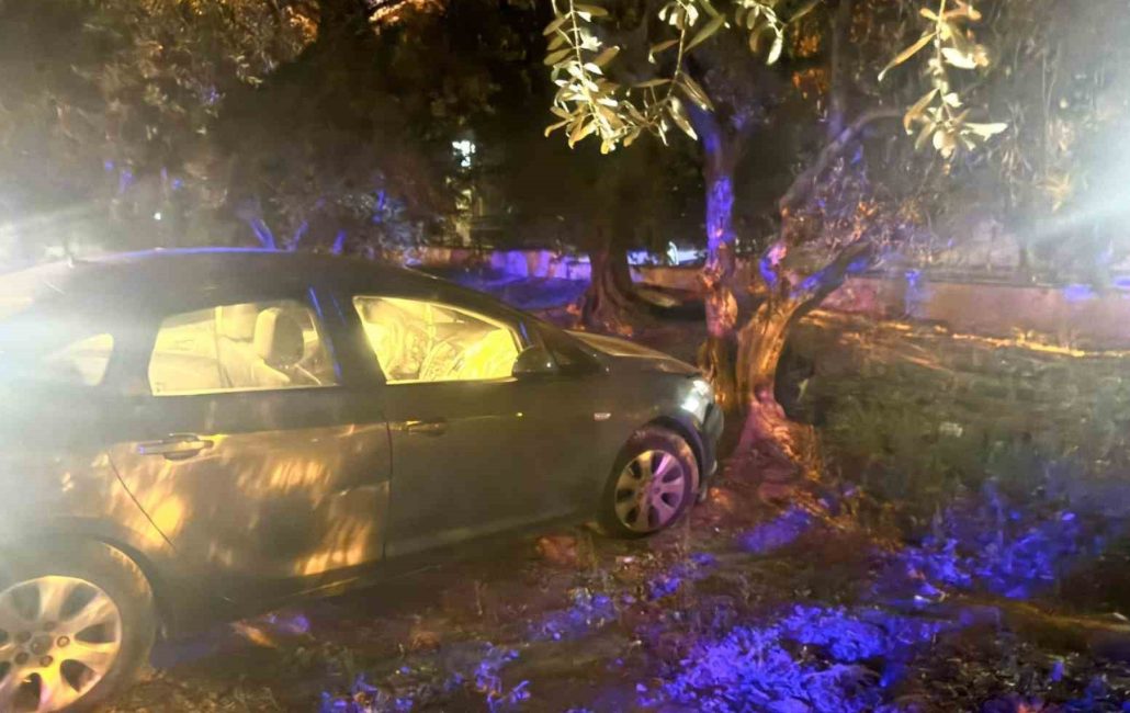 Erdek’te kontrolden çıkan otomobil zeytin bahçesine girdi. Kazada 1 kişi